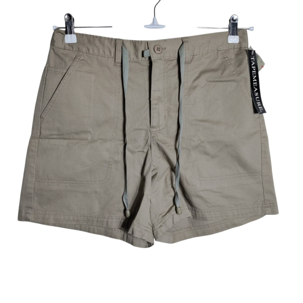 Tapemeasure Womens Tan Khaki Cotton Utility Drawstring Shorts Size M Pocketed
